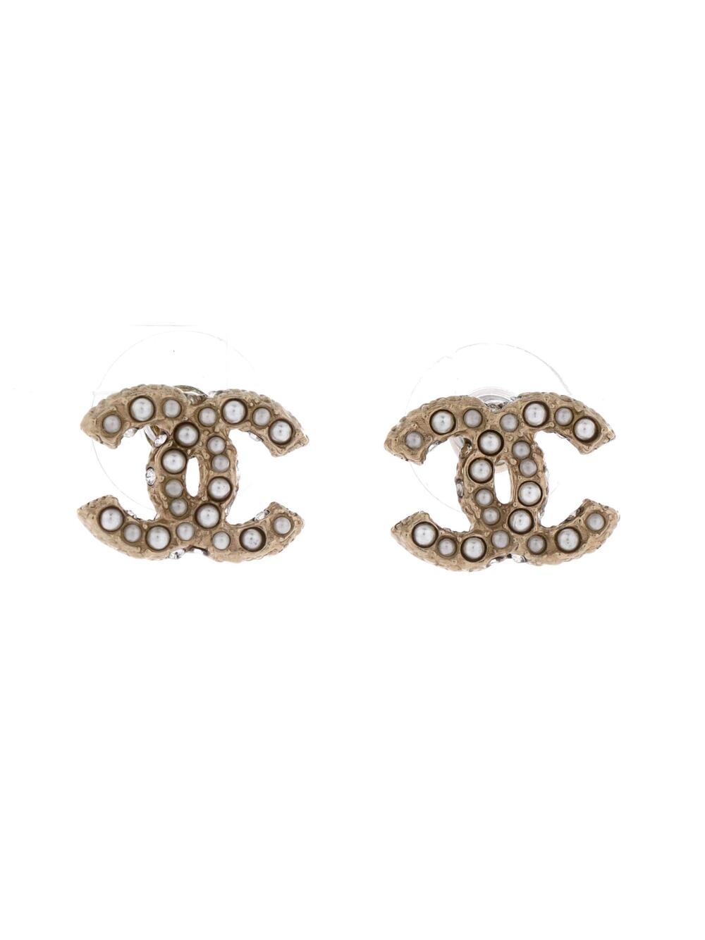 Chanel Cc Stud Earrings Faux Pearls And #282097C74B